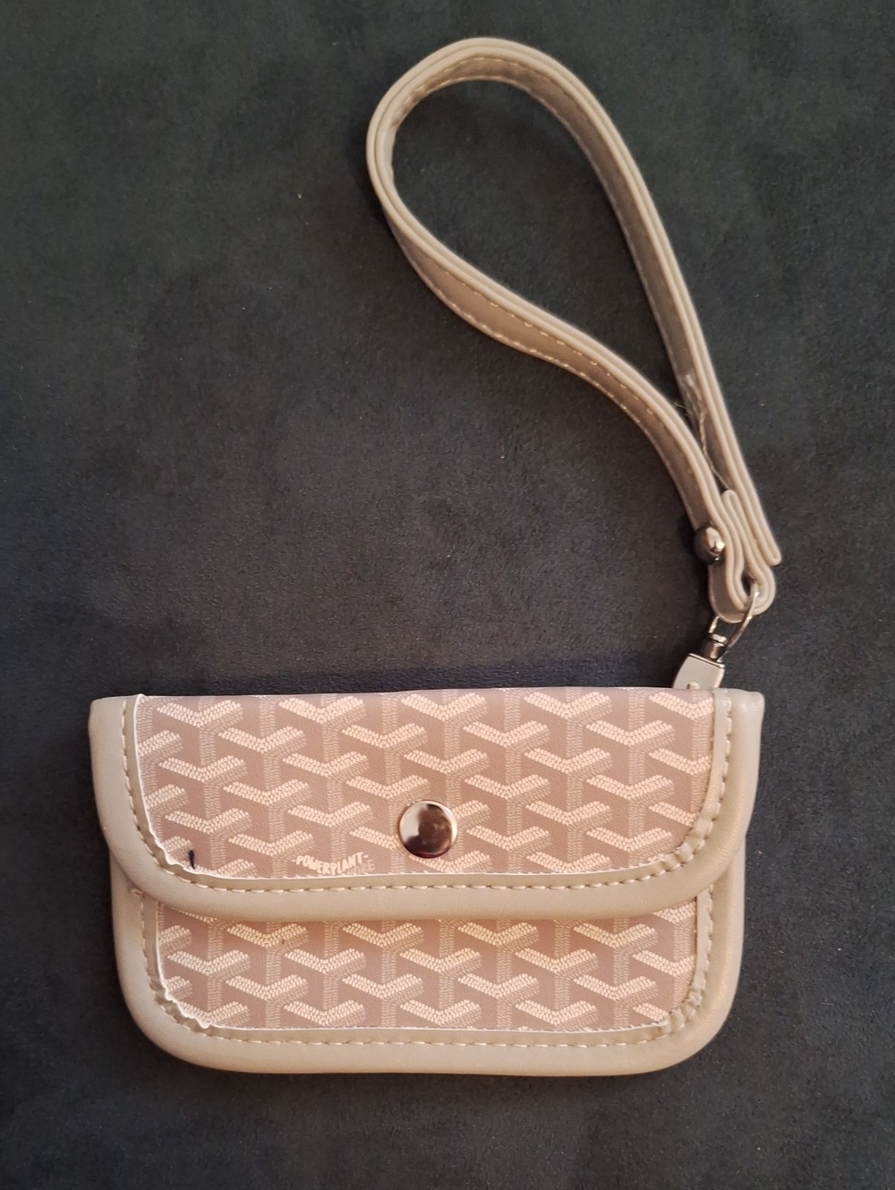 Mini Wristlet in Grey & Cream